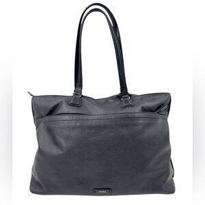 Fossil Julia Tote Black Leather Large Shoulder Bag Carryall Purse Pebbled